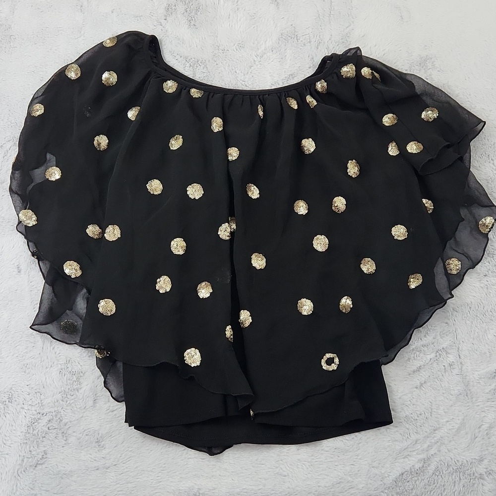 CATO women's black blouse with gold sequins size S - Picture 4 of 12